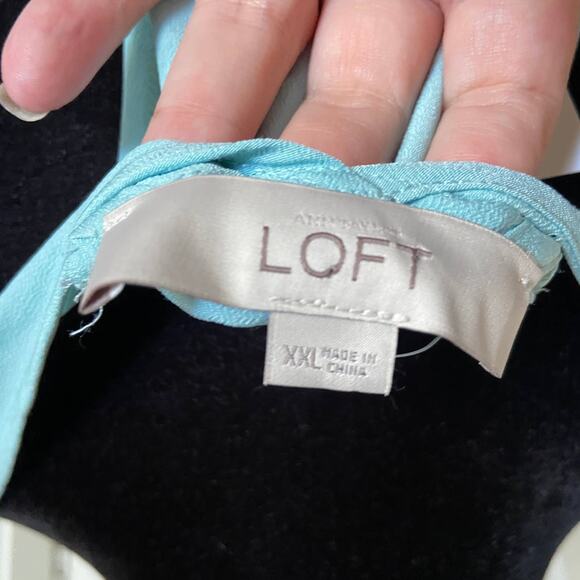 LOFT Womens Dress XXL‎ Colorblock Drop Waist Blue Aqua Slip Tank Ann Taylor NEW - Picture 5 of 6